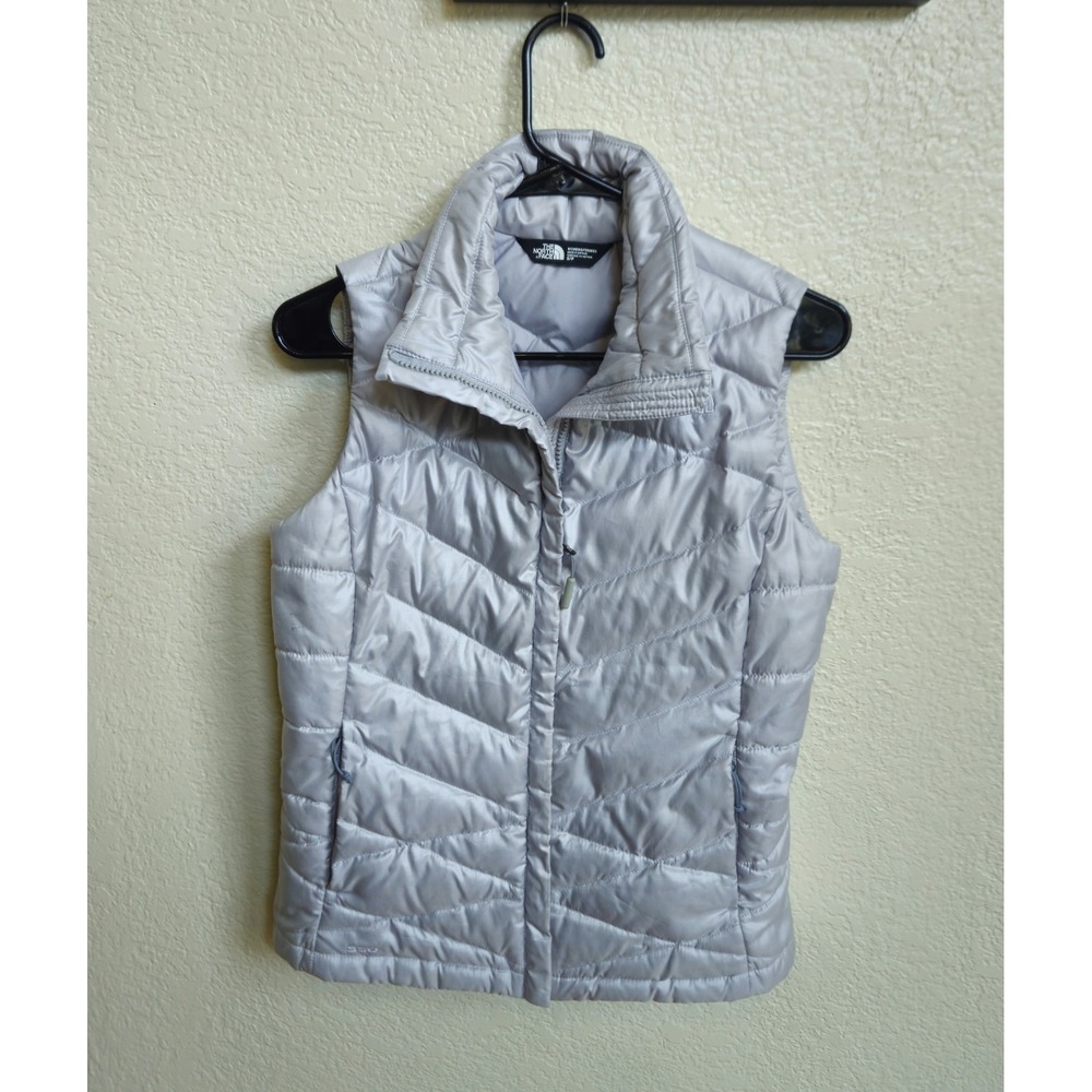 The North Face Vest Women's Small Silver 550 Goose Down Puffer Full Zip Outdoor